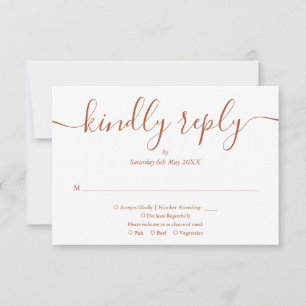 Minimale Terrakotta-Schrift Hochzeitsmenüwahl RSVP Karte