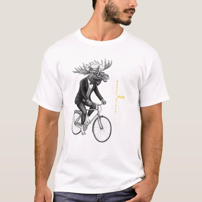 Minimale Tierillustration eines Elchreiters. T-Shirt (Vorderseite)