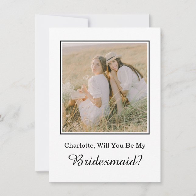 Minimale Trauzeugin-Karte mit Foto Karte (Vorderseite)
