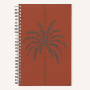 Minimale tropische Palmenbaum-Muster-Terrakotta  Notizbuch