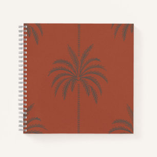 Minimale tropische Palmenbaum-Muster-Terrakotta Notizbuch