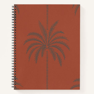 Minimale tropische Palmenbaum-Muster-Terrakotta Notizbuch