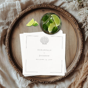 Minimale Typografie Black & White Seashell Wedding Serviette
