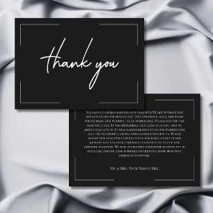 Minimale Typografie Black & White Wedding Dankeskarte