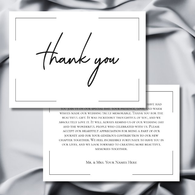 Minimale Typografie Black & White Wedding Dankeskarte (Minimal Typography Black & White Wedding Thank You Card)