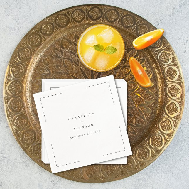 Minimale Typografie Black & White Wedding Serviette (Minimal Typography Black & White Wedding Napkins)