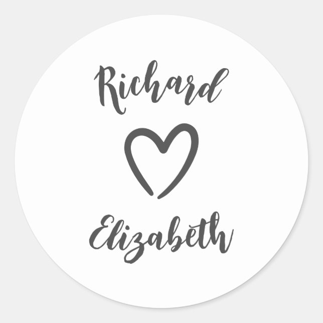 Minimale Typografie Clean Moderne Hochzeit Runder Aufkleber (Vorderseite)