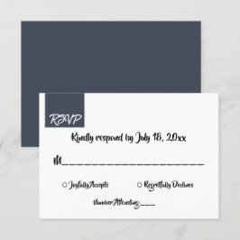 Minimale Typografie Dunkelblauer Chic Moderne Hoch RSVP Karte