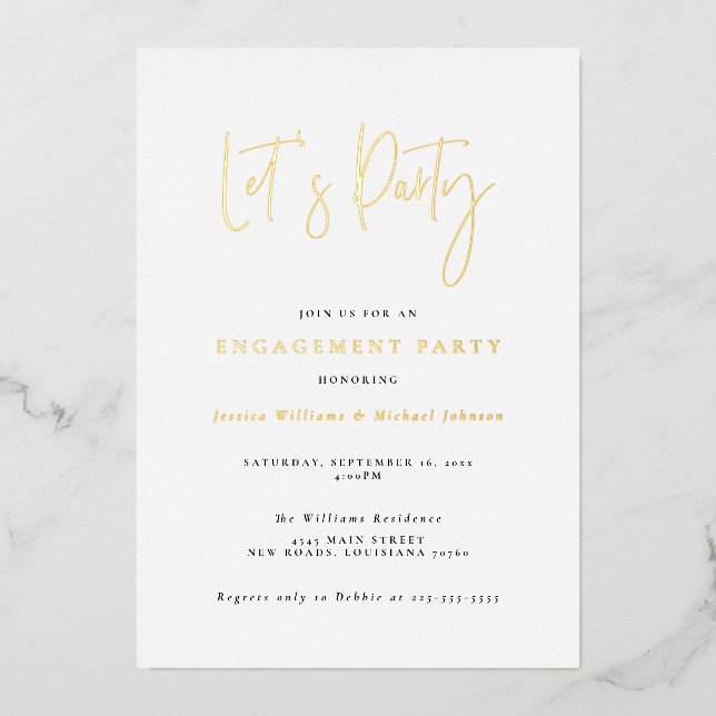 Minimale Typografie-Engagement Folieneinladung (Vorderseite)