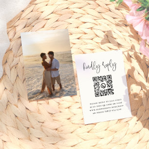 Minimale Typografie Foto QR-Code Hochzeits-RSVP Begleitkarte