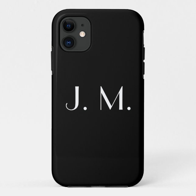 Minimale Typografie mit zwei Buchstaben Schwarz-we Case-Mate iPhone Hülle (Rückseite)