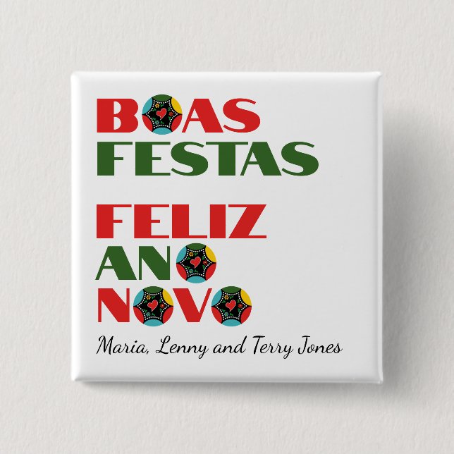 Minimale Typografie Portugiesische Weihnachtsgrüße Button (Vorderseite)