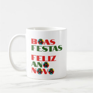 Minimale Typografie Portugiesische Weihnachtsgrüße Kaffeetasse