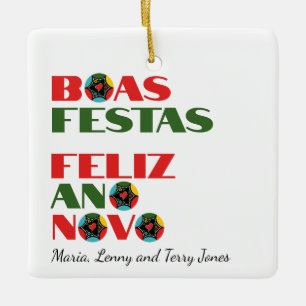 Minimale Typografie Portugiesische Weihnachtsgrüße Keramikornament