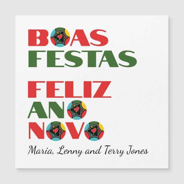 Minimale Typografie Portugiesische Weihnachtsgrüße Magnetkarte (Vorderseite)