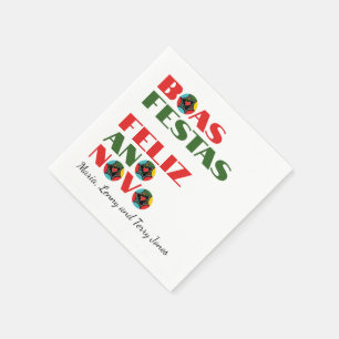 Minimale Typografie Portugiesische Weihnachtsgrüße Serviette