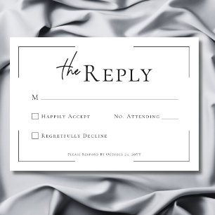 Minimale Typografie Schwarz-Weiß-Foto-Hochzeit RSVP Karte