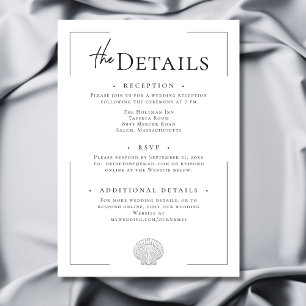 Minimale Typografie Schwarz-Weiß-Muschel Hochzeit Begleitkarte