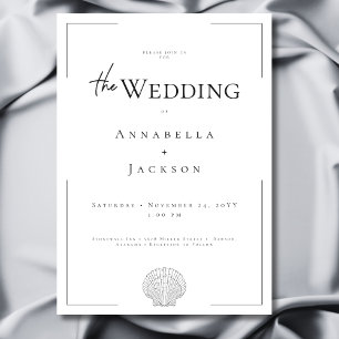 Minimale Typografie Schwarz-Weiß-Muschel Hochzeit Einladung