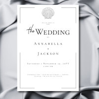 Minimale Typografie Schwarz-Weiß-Muschel Hochzeit