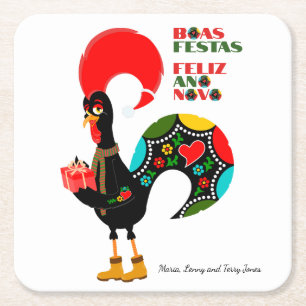 Minimale Typografie Weihnachten Portugiesische Grü Rechteckiger Pappuntersetzer