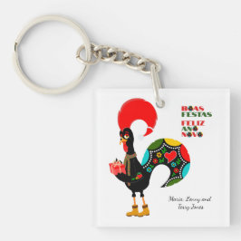 Minimale Typografie Weihnachten Portugiesische Grü Schlüsselanhänger