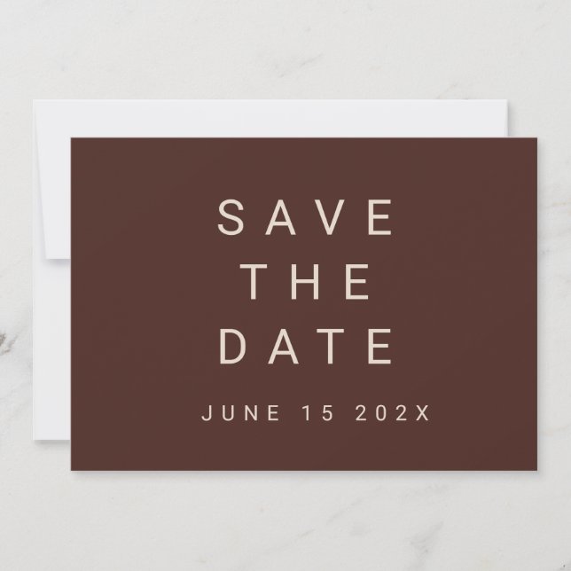 Minimale typografische Herbstplatte Save the Date (Vorderseite)