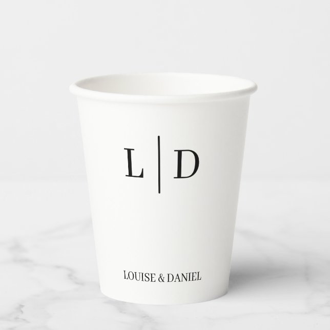 Minimale und einfache Personalisierte Hochzeit Pappbecher (Vorderseite)
