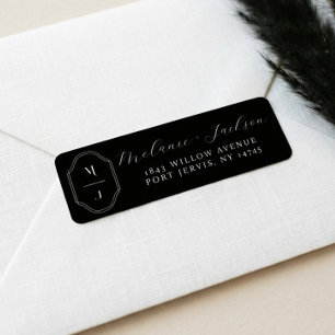 Minimale und elegante Schwarz-Weiß-Monogramm-Hochz