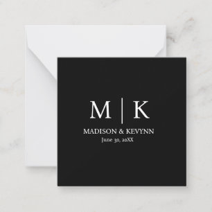 Minimale und elegante Schwarz-Weiß-Monogramm-Hochz Mitteilungskarte