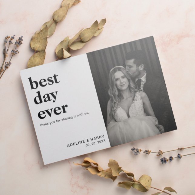 Minimale und schicke Best Day Ever Foto Herzenslus Dankeskarte (Von Creator hochgeladen)