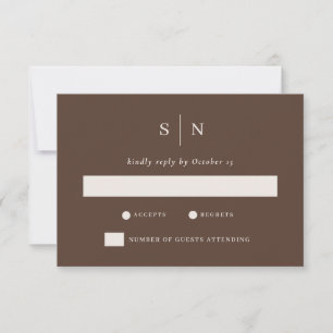 Minimale und schicke Braune Neutrale Hochzeit RSVP Karte