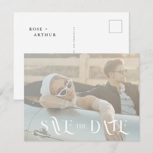 Minimale und schicke Save the Date Einladung (Vorne/Hinten)