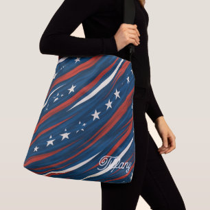 Minimale USA-Flaggen-Streifenmuster Damen- Tragetaschen Mit Langen Trägern