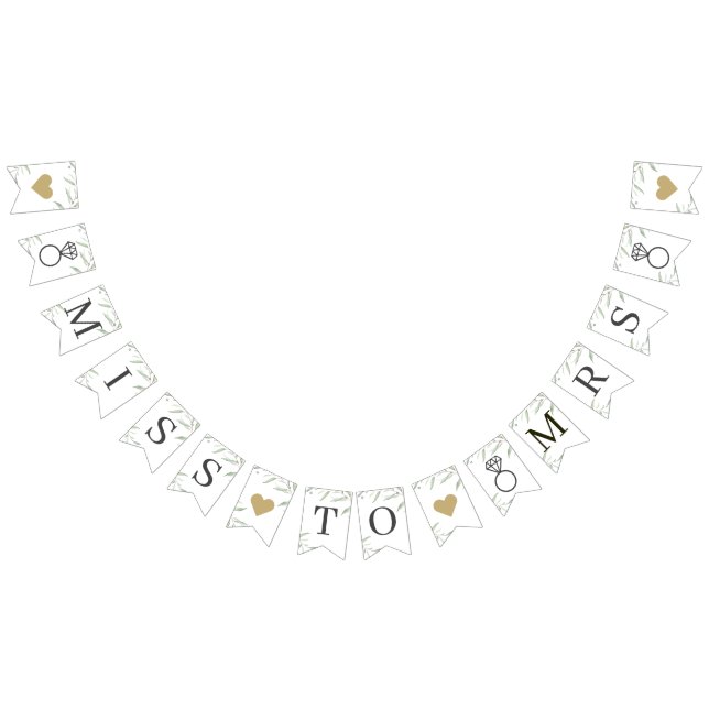 Minimale Vegetation Miss an Frau rustikales Brautp Wimpelkette (Alle)