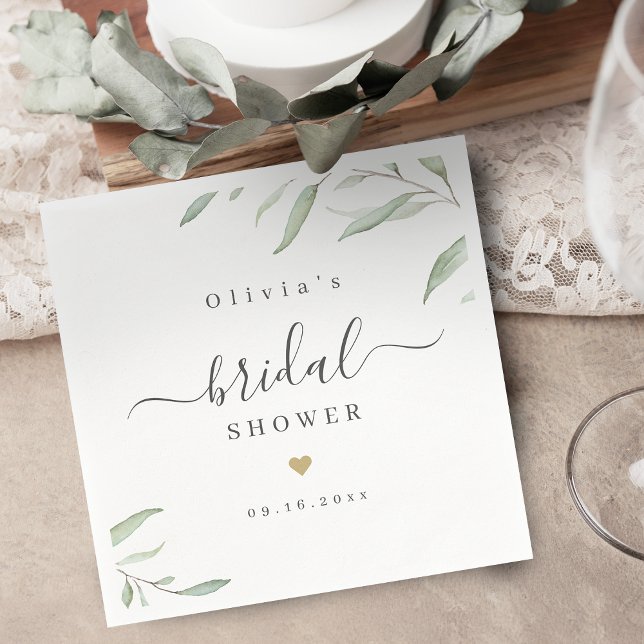 Minimale Vegetation rustikales Brautparty Party Se Serviette (Minimal greenery rustic bridal shower party napkin)