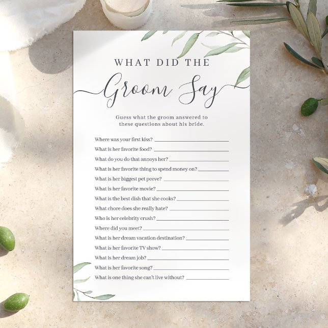 Minimale Vegetation, was der Bräutigam gesagt hat (Minimal greenery what did the groom say game)