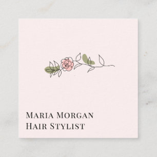 Minimale Visitenkarte für Friseure mit Rose   Eleg