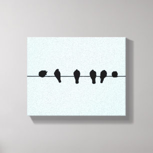 Minimale Vögel auf einem Draht-Leinwanddruck Leinwanddruck