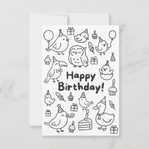 Minimale Vogel-Doodle-Geburtstagskarte Dankeskarte