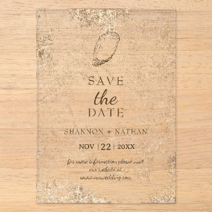 Minimale Wasserfarbe-Austern-Strand Save-the-Date- Acryleinladungen