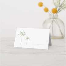 Minimale Wasserfarben-Palmenbaum-Platzkarte