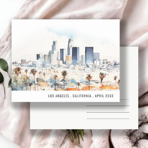 Minimale Wasserfarben-Reise Los Angeles, Kaliforni Postkarte