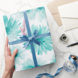 Minimale Wasserfarbmuster mit blauer Minze und Gän Geschenkpapier
