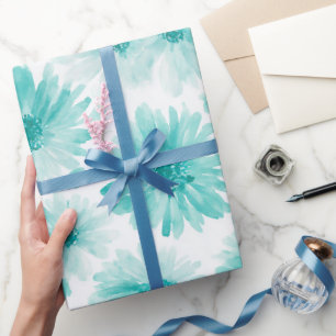 Minimale Wasserfarbmuster mit blauer Minze und Gän Geschenkpapier