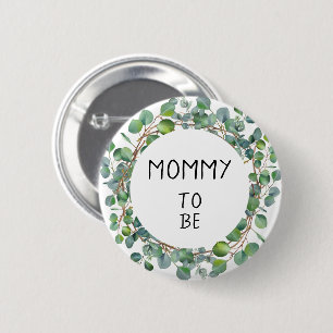 Minimale Watercolor-Eukalyptus-Schwangere Button