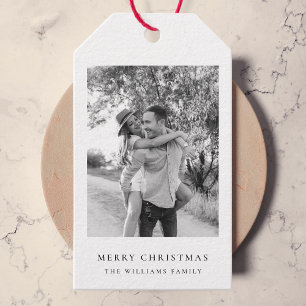 Minimale Weihnachten   Einfaches Schwarz-Weiß-Foto Geschenkanhänger
