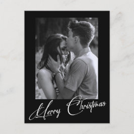 Minimale Weihnachten | Einfaches Schwarz-Weiß-Foto Postkarte