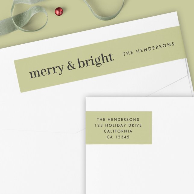 Minimale Weihnachten | Merry and Bright Green Addr (Von Creator hochgeladen)