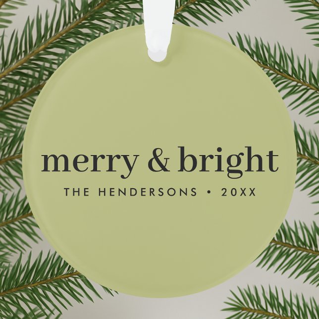 Minimale Weihnachten | Merry and Bright Olive Gree Ornament (Von Creator hochgeladen)